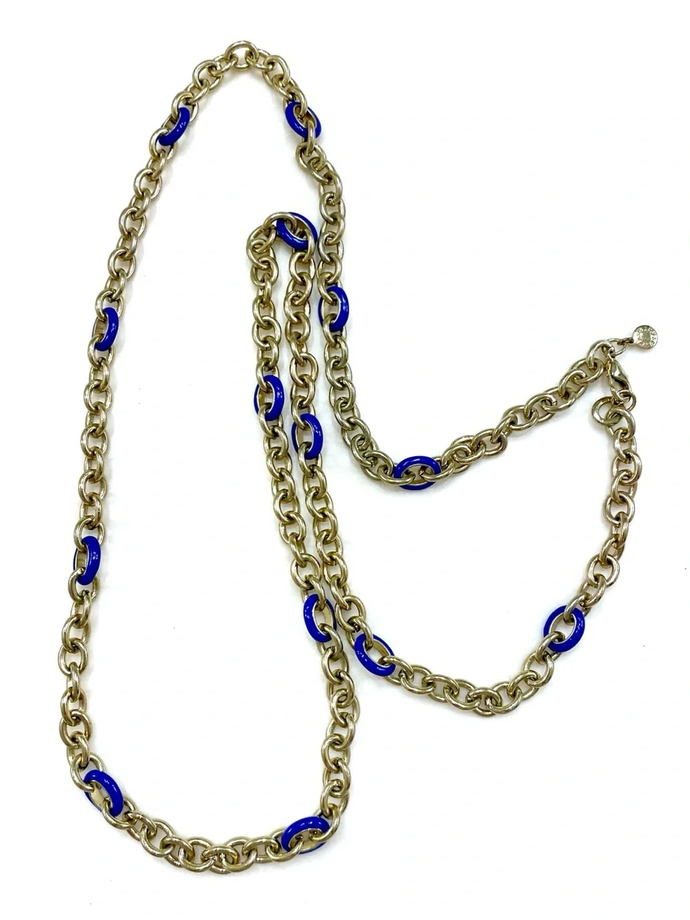J. Crew Gold Chain Necklace with Blue Enamel Accents